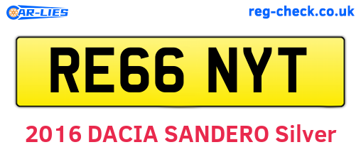 RE66NYT are the vehicle registration plates.