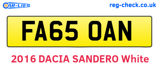 FA65OAN are the vehicle registration plates.
