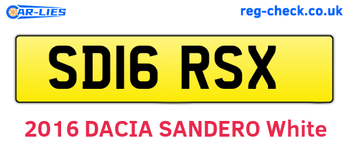 SD16RSX are the vehicle registration plates.