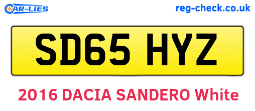 SD65HYZ are the vehicle registration plates.