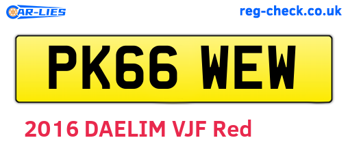 PK66WEW are the vehicle registration plates.