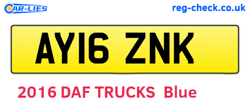 AY16ZNK are the vehicle registration plates.