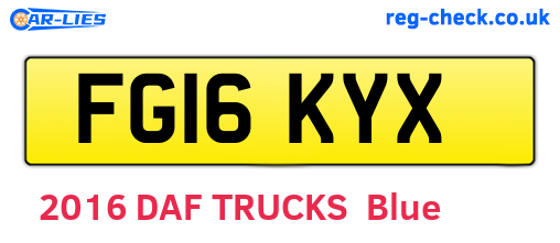 FG16KYX are the vehicle registration plates.