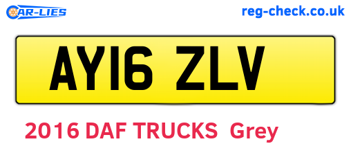 AY16ZLV are the vehicle registration plates.
