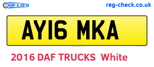 AY16MKA are the vehicle registration plates.