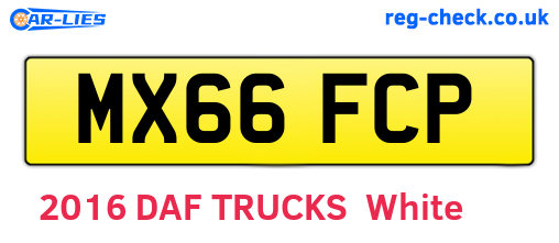 MX66FCP are the vehicle registration plates.