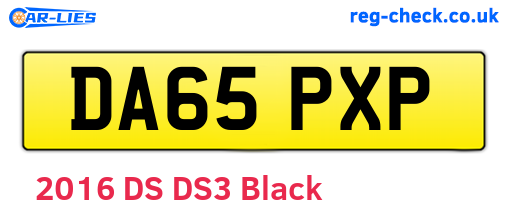 DA65PXP are the vehicle registration plates.
