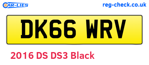 DK66WRV are the vehicle registration plates.