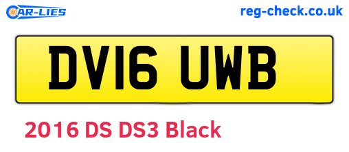 DV16UWB are the vehicle registration plates.
