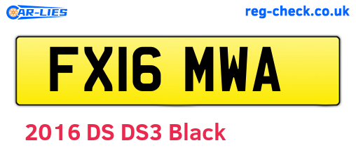 FX16MWA are the vehicle registration plates.