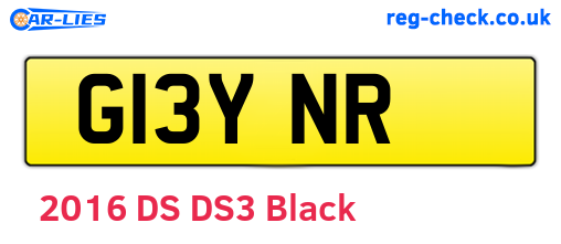 G13YNR are the vehicle registration plates.