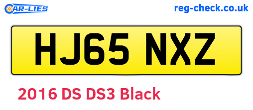 HJ65NXZ are the vehicle registration plates.