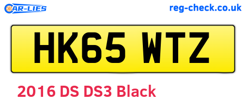 HK65WTZ are the vehicle registration plates.
