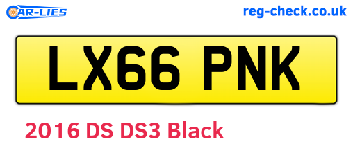LX66PNK are the vehicle registration plates.