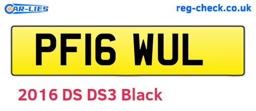 PF16WUL are the vehicle registration plates.