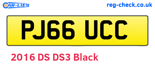 PJ66UCC are the vehicle registration plates.