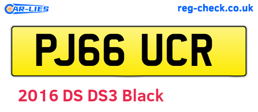 PJ66UCR are the vehicle registration plates.