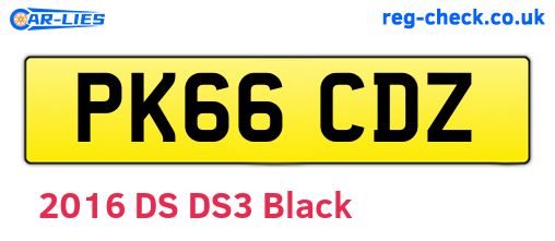 PK66CDZ are the vehicle registration plates.