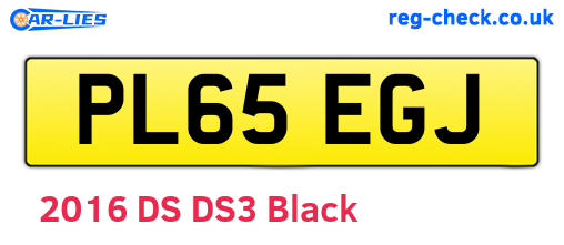 PL65EGJ are the vehicle registration plates.