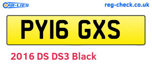 PY16GXS are the vehicle registration plates.