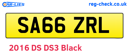 SA66ZRL are the vehicle registration plates.