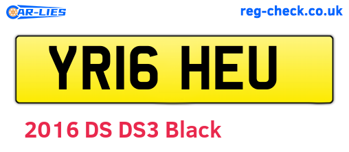 YR16HEU are the vehicle registration plates.