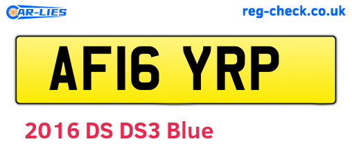 AF16YRP are the vehicle registration plates.
