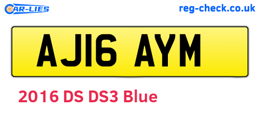 AJ16AYM are the vehicle registration plates.