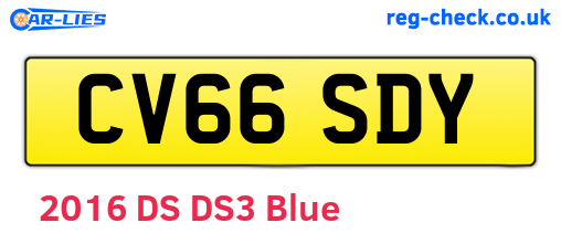 CV66SDY are the vehicle registration plates.