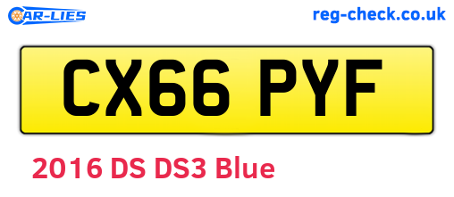 CX66PYF are the vehicle registration plates.