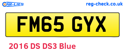 FM65GYX are the vehicle registration plates.