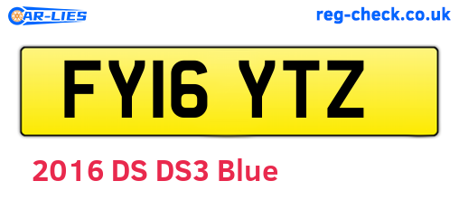 FY16YTZ are the vehicle registration plates.