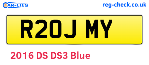 R20JMY are the vehicle registration plates.