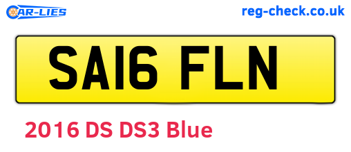 SA16FLN are the vehicle registration plates.