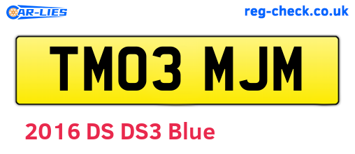 TM03MJM are the vehicle registration plates.