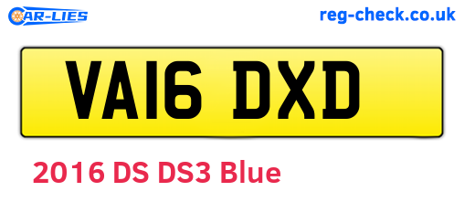 VA16DXD are the vehicle registration plates.