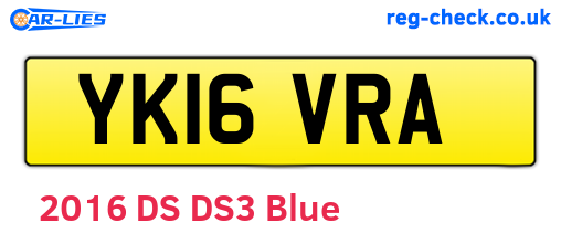 YK16VRA are the vehicle registration plates.