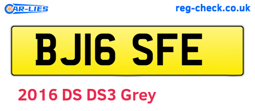 BJ16SFE are the vehicle registration plates.
