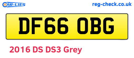 DF66OBG are the vehicle registration plates.