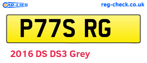 P77SRG are the vehicle registration plates.