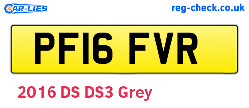 PF16FVR are the vehicle registration plates.