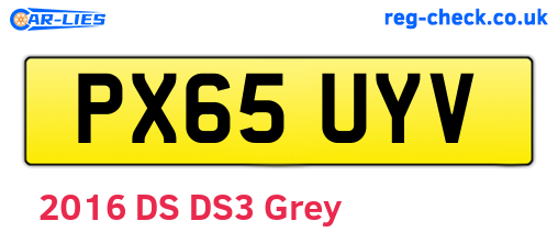 PX65UYV are the vehicle registration plates.