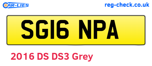 SG16NPA are the vehicle registration plates.