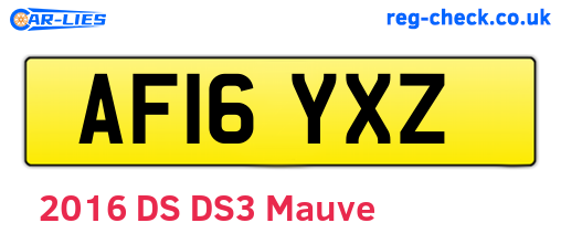 AF16YXZ are the vehicle registration plates.