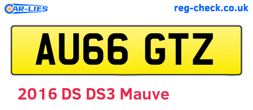 AU66GTZ are the vehicle registration plates.