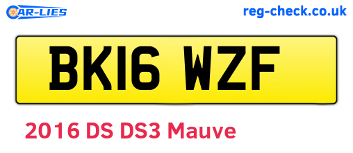 BK16WZF are the vehicle registration plates.
