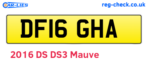 DF16GHA are the vehicle registration plates.