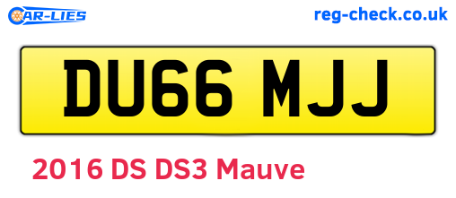 DU66MJJ are the vehicle registration plates.