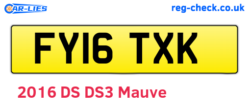 FY16TXK are the vehicle registration plates.