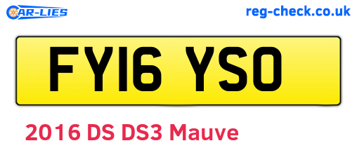 FY16YSO are the vehicle registration plates.